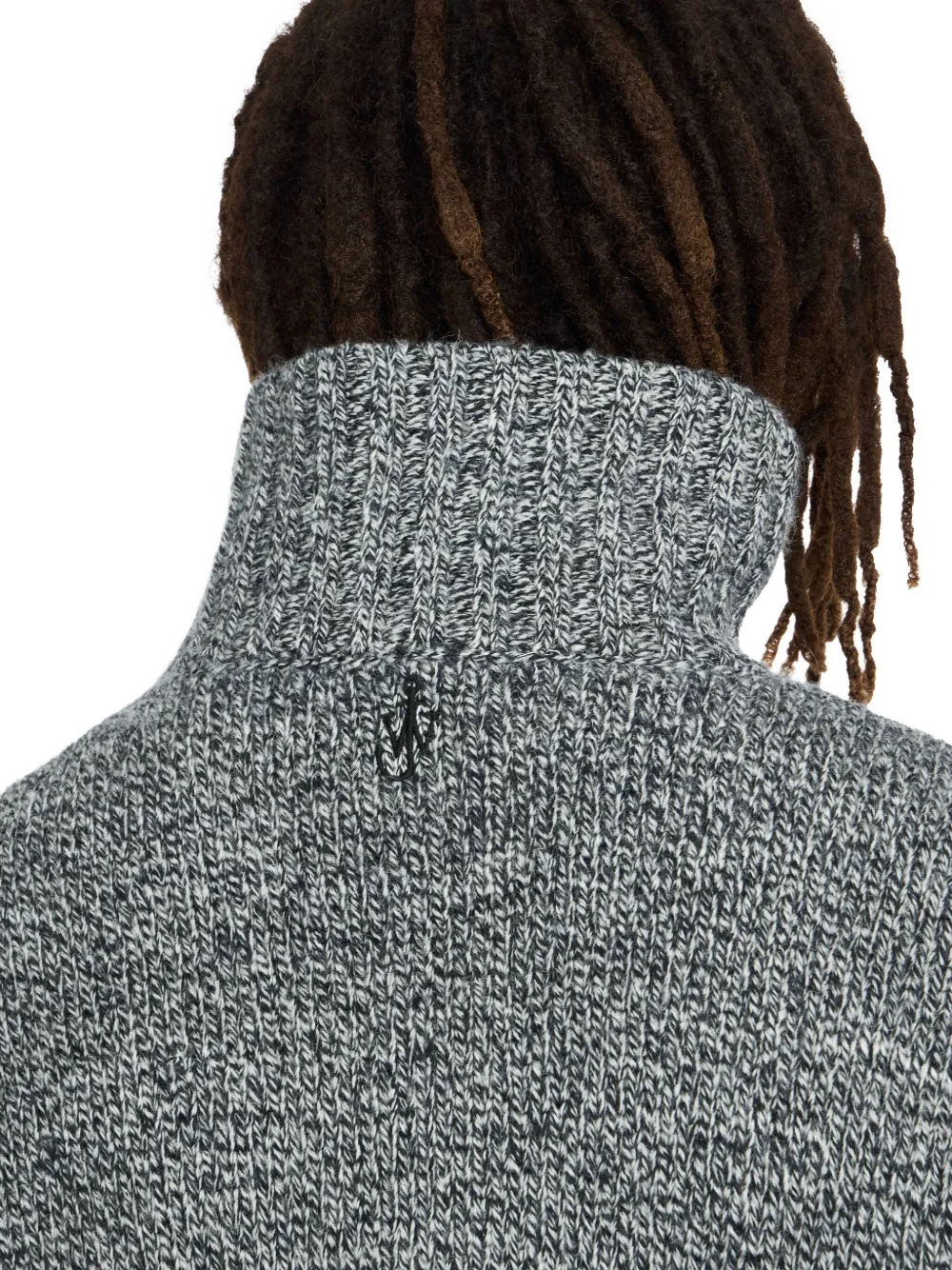 JW Anderson Trui met hoge hals en leren zak Grijs