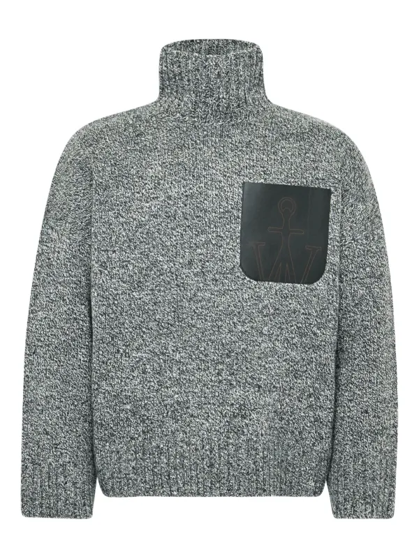 JW Anderson High-neck Leather-pocket Sweater in Grey