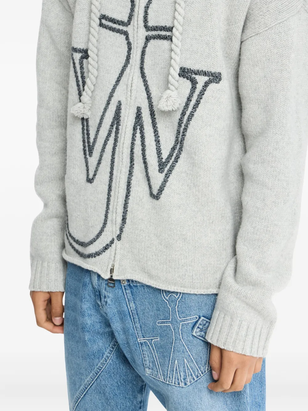 JW Anderson Vest met ankerlogo en rits Grijs