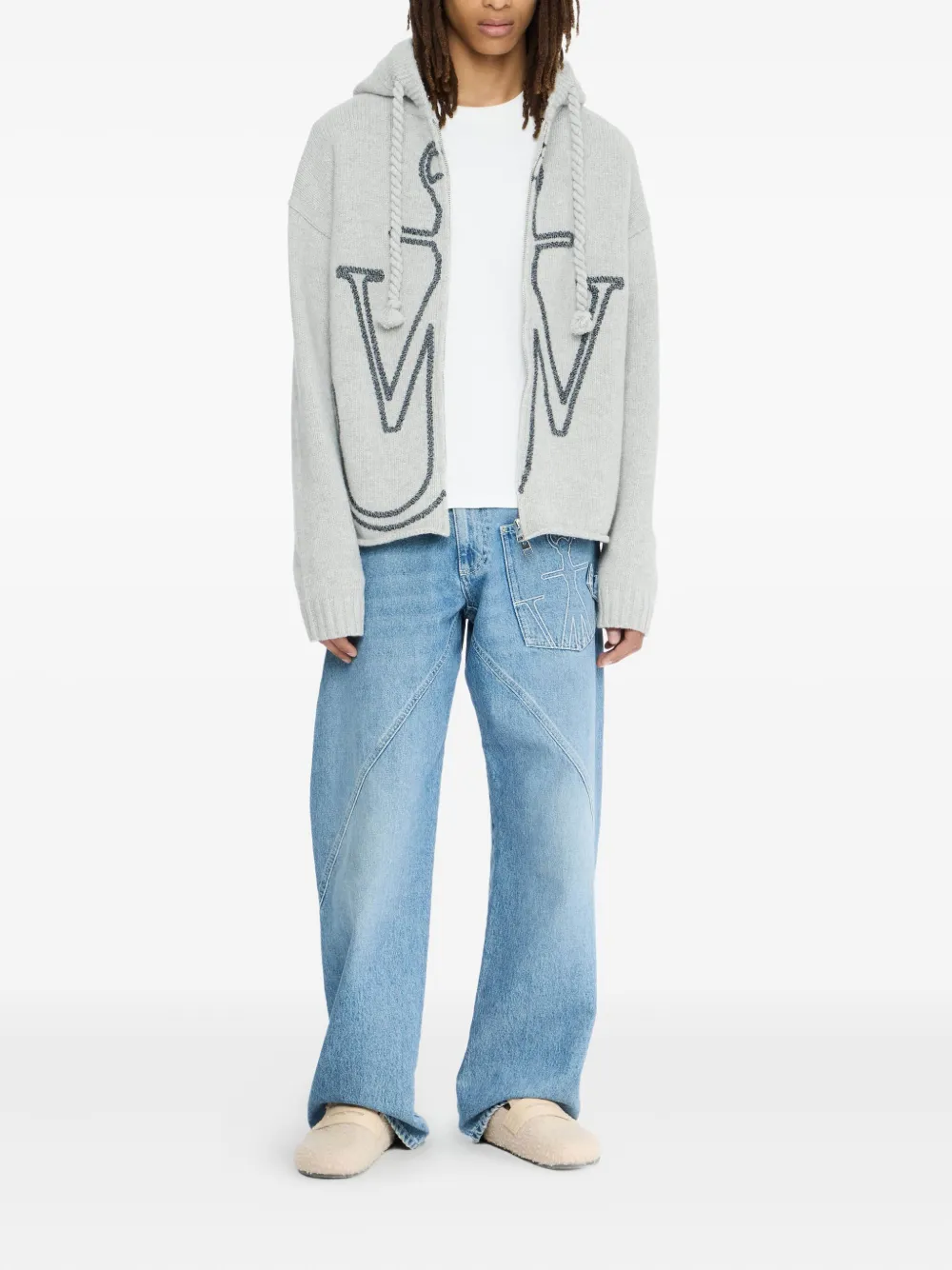 JW Anderson Vest met ankerlogo en rits Grijs