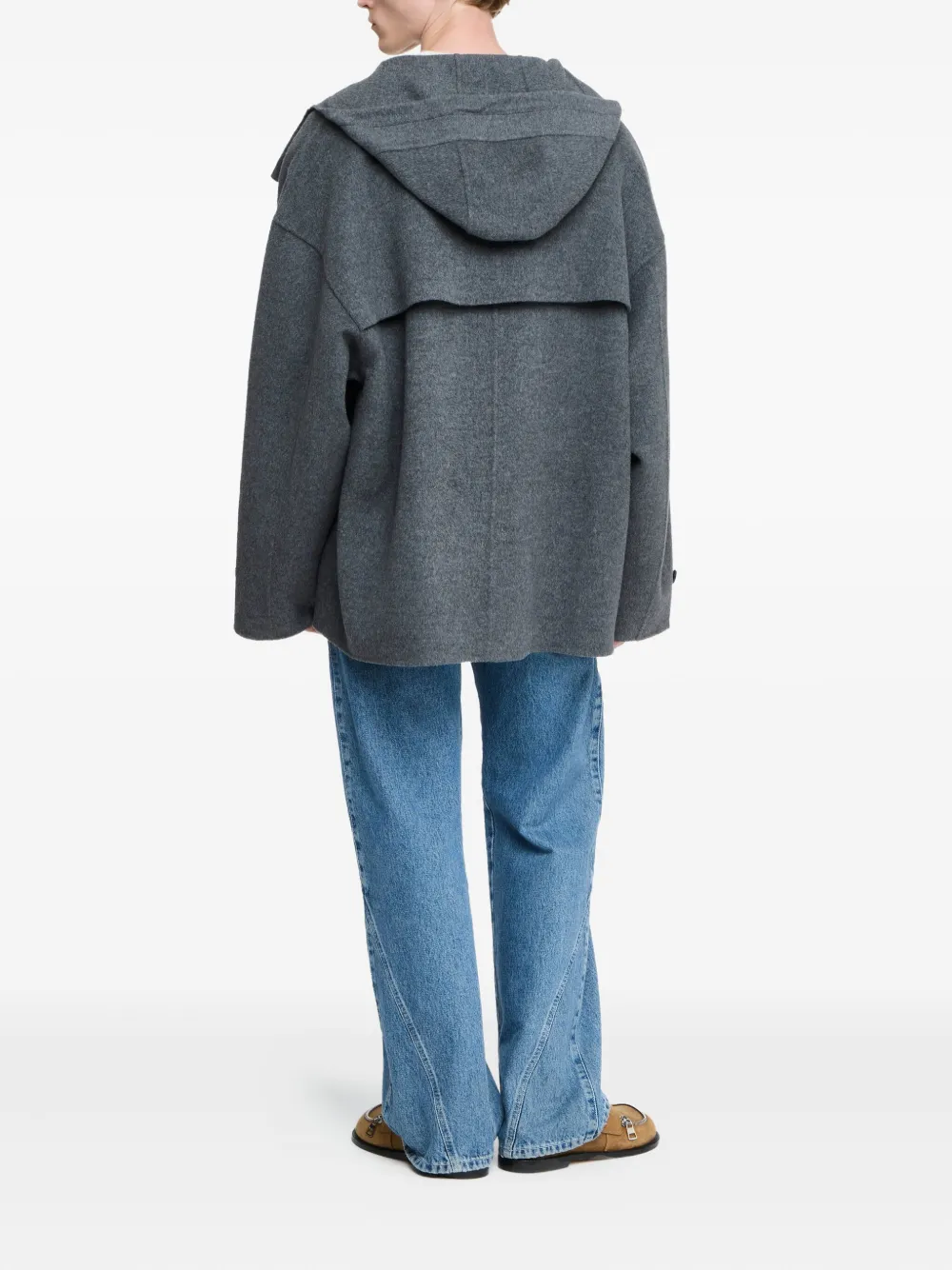 Jw Anderson Double-breasted Hooded Jacket In Blue