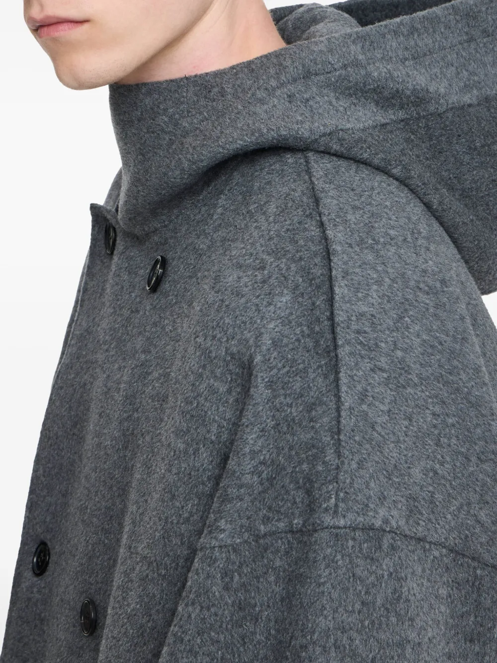 Jw Anderson Double-breasted Hooded Jacket In Blue