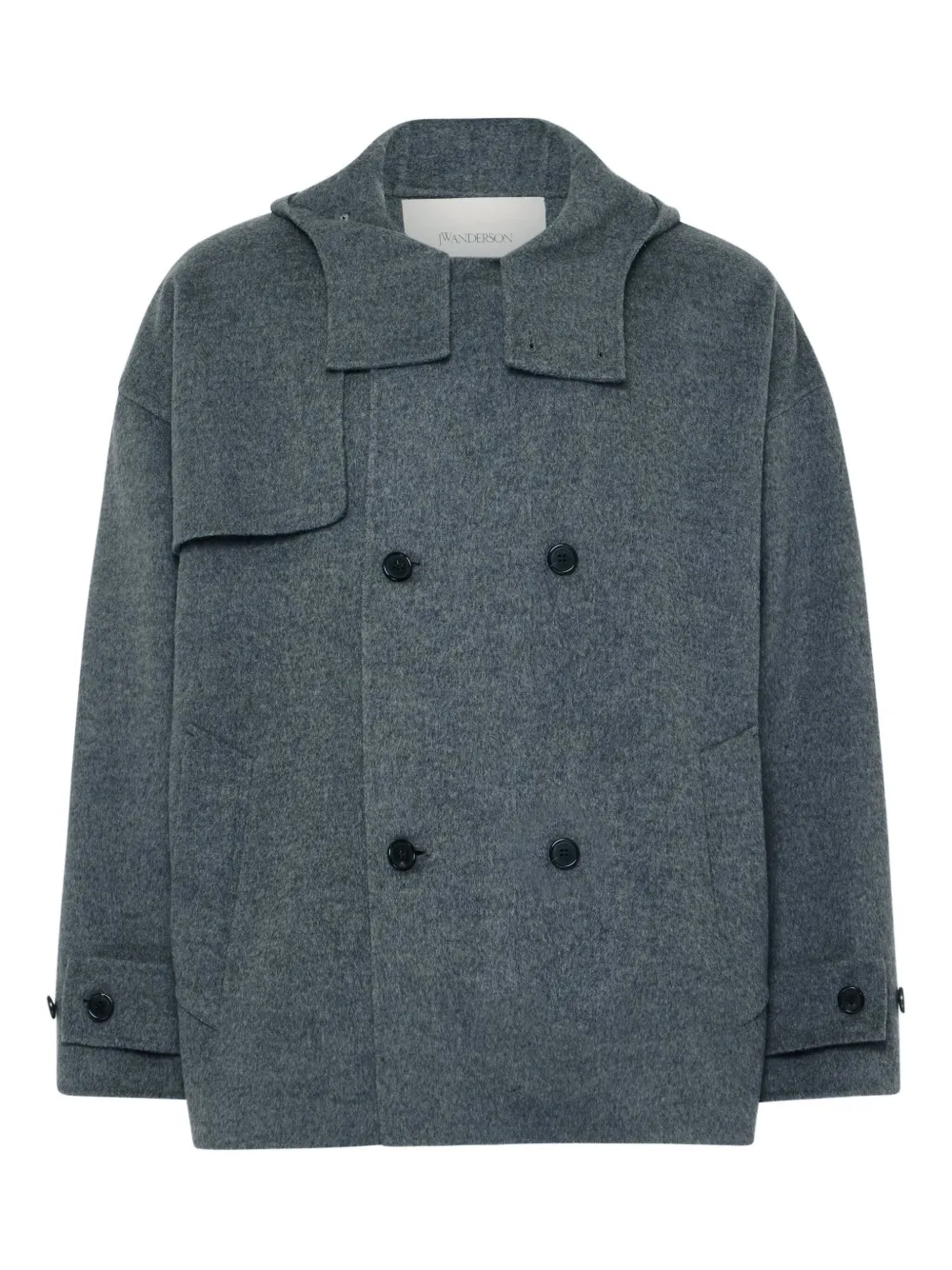 JW Anderson double-breasted hooded jacket | Grey | Image 1