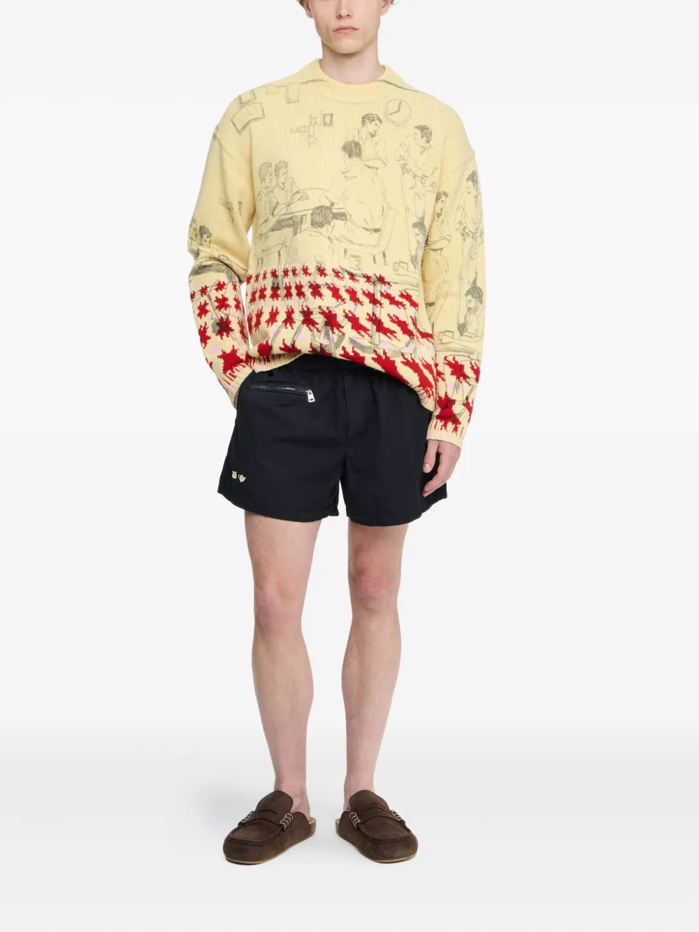 JW Anderson Shorts met geborduurd anker - Zwart