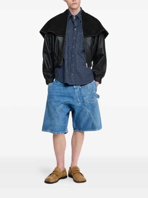 JW Anderson Cape Leather Jacket | Black | FARFETCH