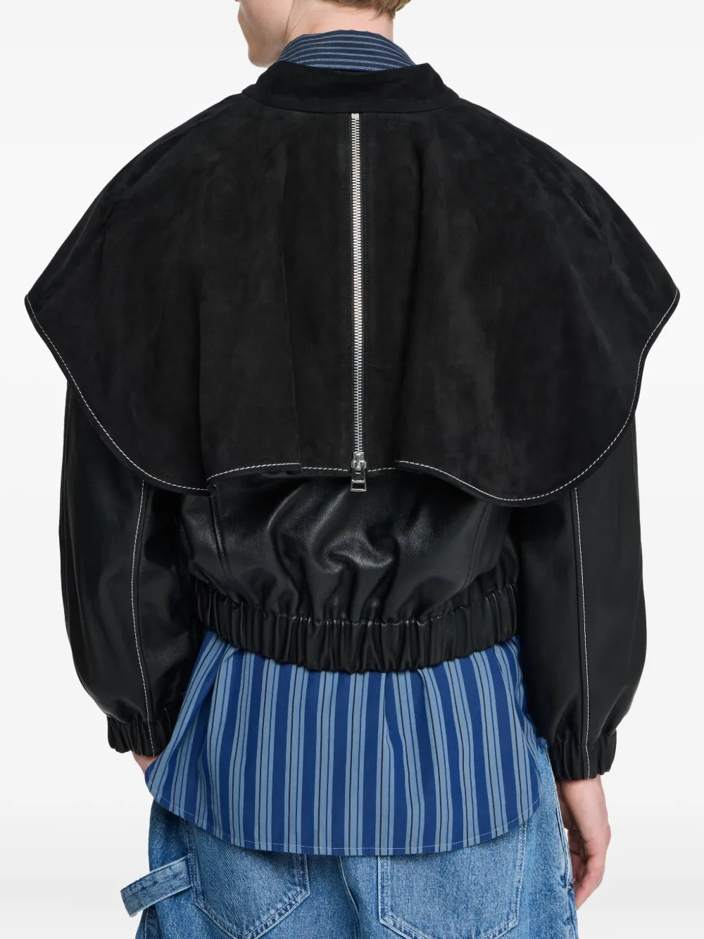 Jw Anderson Oversized Collar Bomber Jacket Black In Black