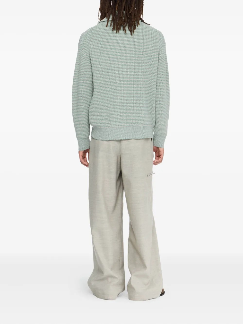 JW Anderson Wafelgebreide trui met halve rits Blauw