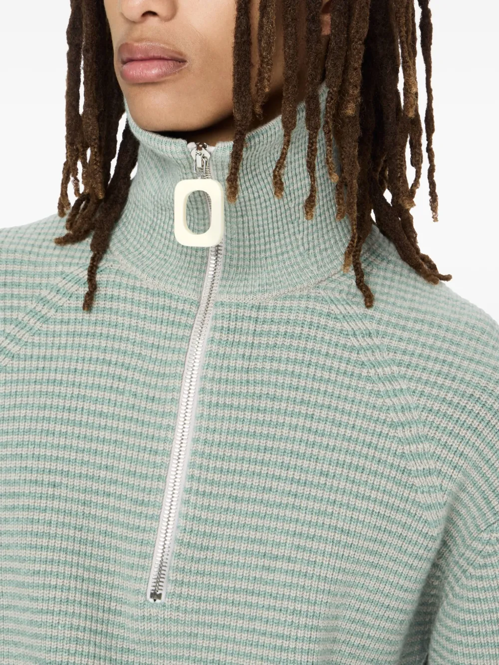 JW Anderson Wafelgebreide trui met halve rits Blauw