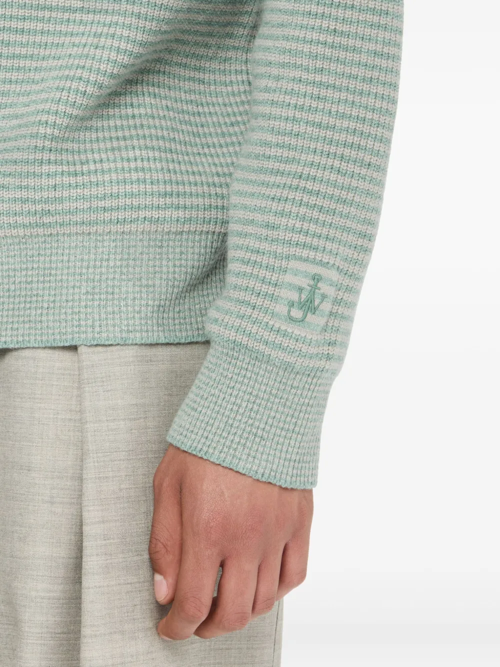 JW Anderson Wafelgebreide trui met halve rits Blauw