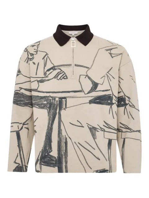 JW Anderson illustration-print half-zip polo shirt