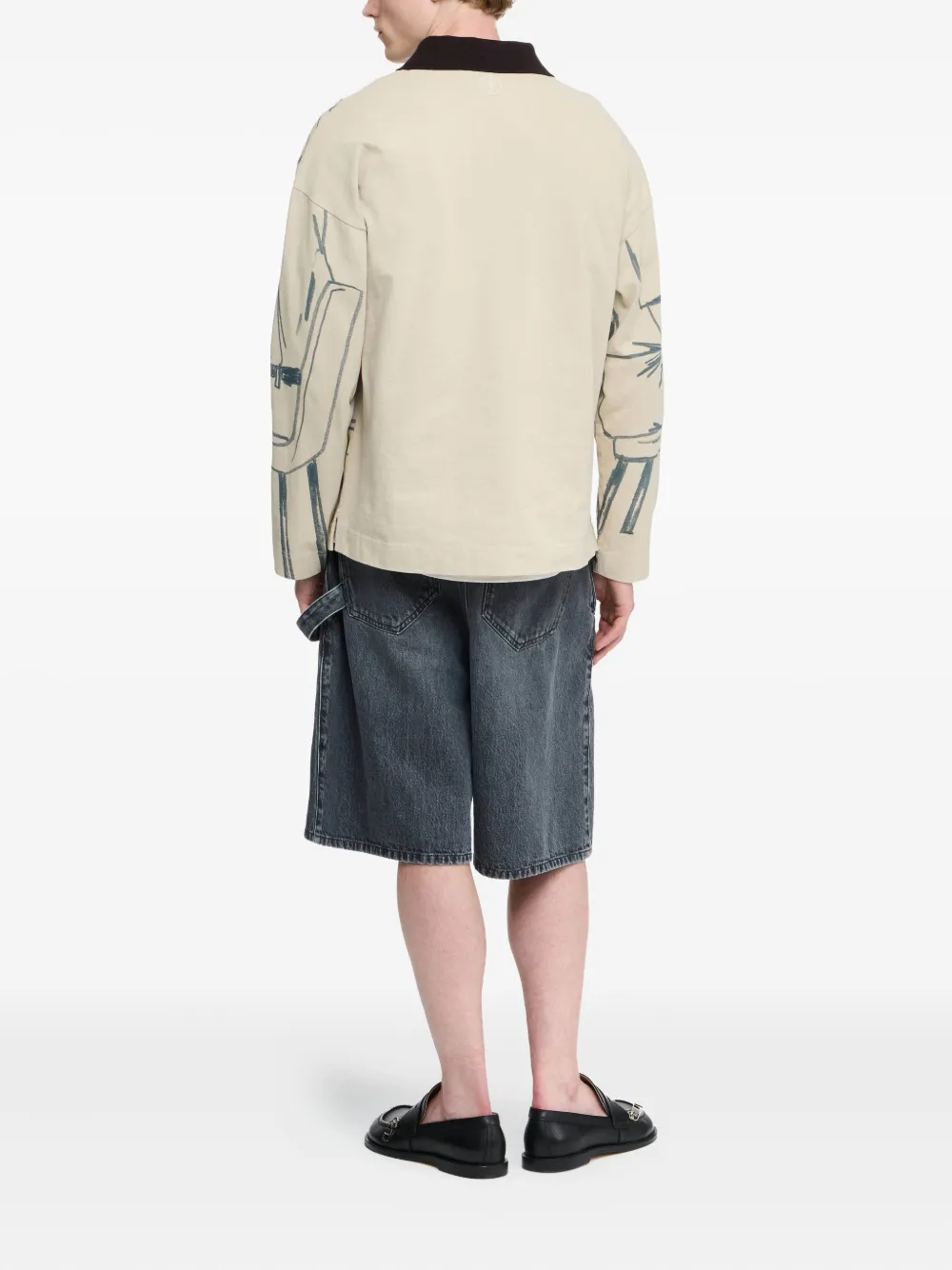 JW Anderson Poloshirt met illustratie en halve rits Beige