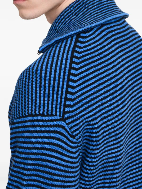 JW ANDERSON ジップアップ ウール ニット ネックバンド Striped Neckband With Zip Detail by J.W. Anderson- La Garçonne