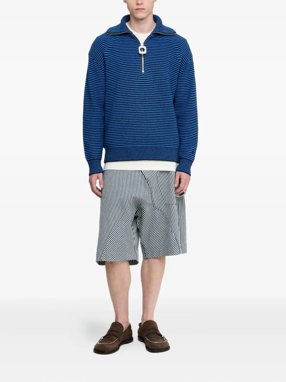 JW Anderson Gestreepte trui met rits - Blauw