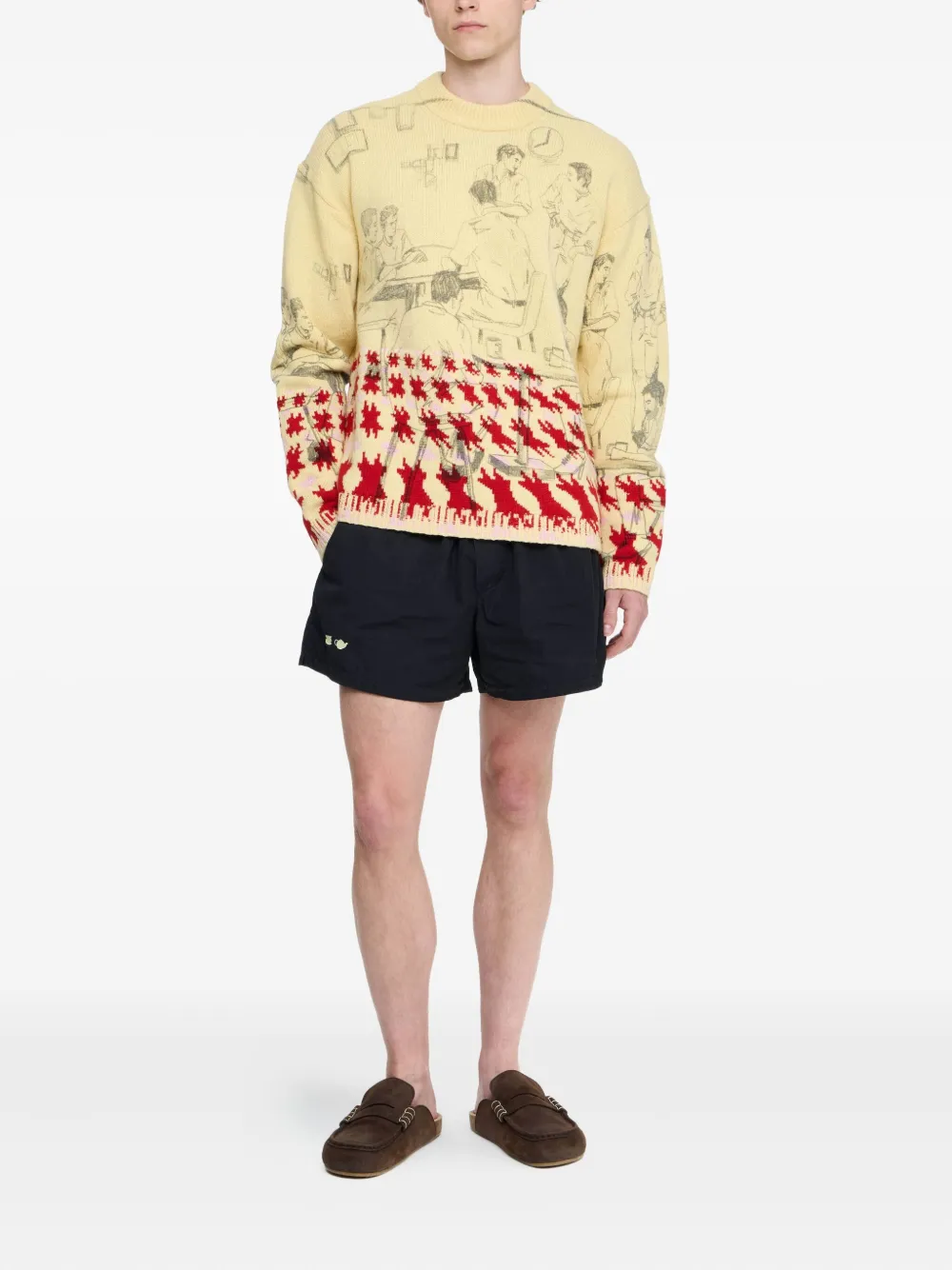 JW Anderson Trui met pied-de-poule print - Geel