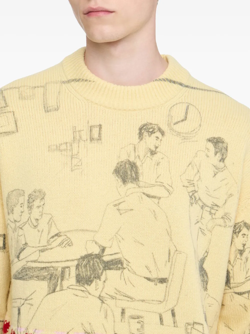 Jw Anderson Sketch-houndstooth Sweater In Yellow