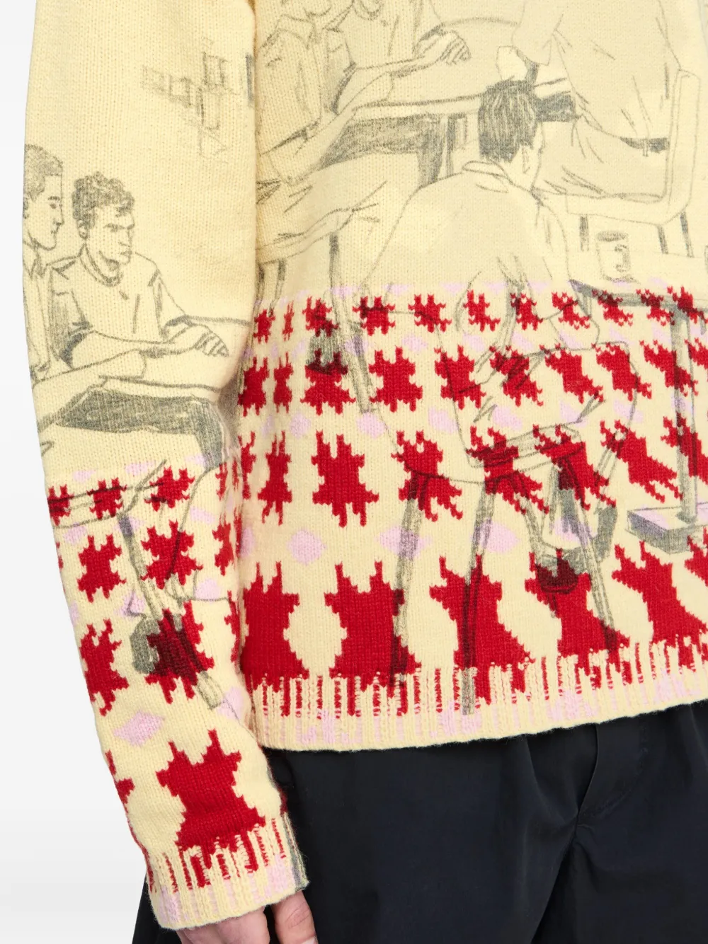 Jw Anderson Sketch-houndstooth Sweater In Yellow