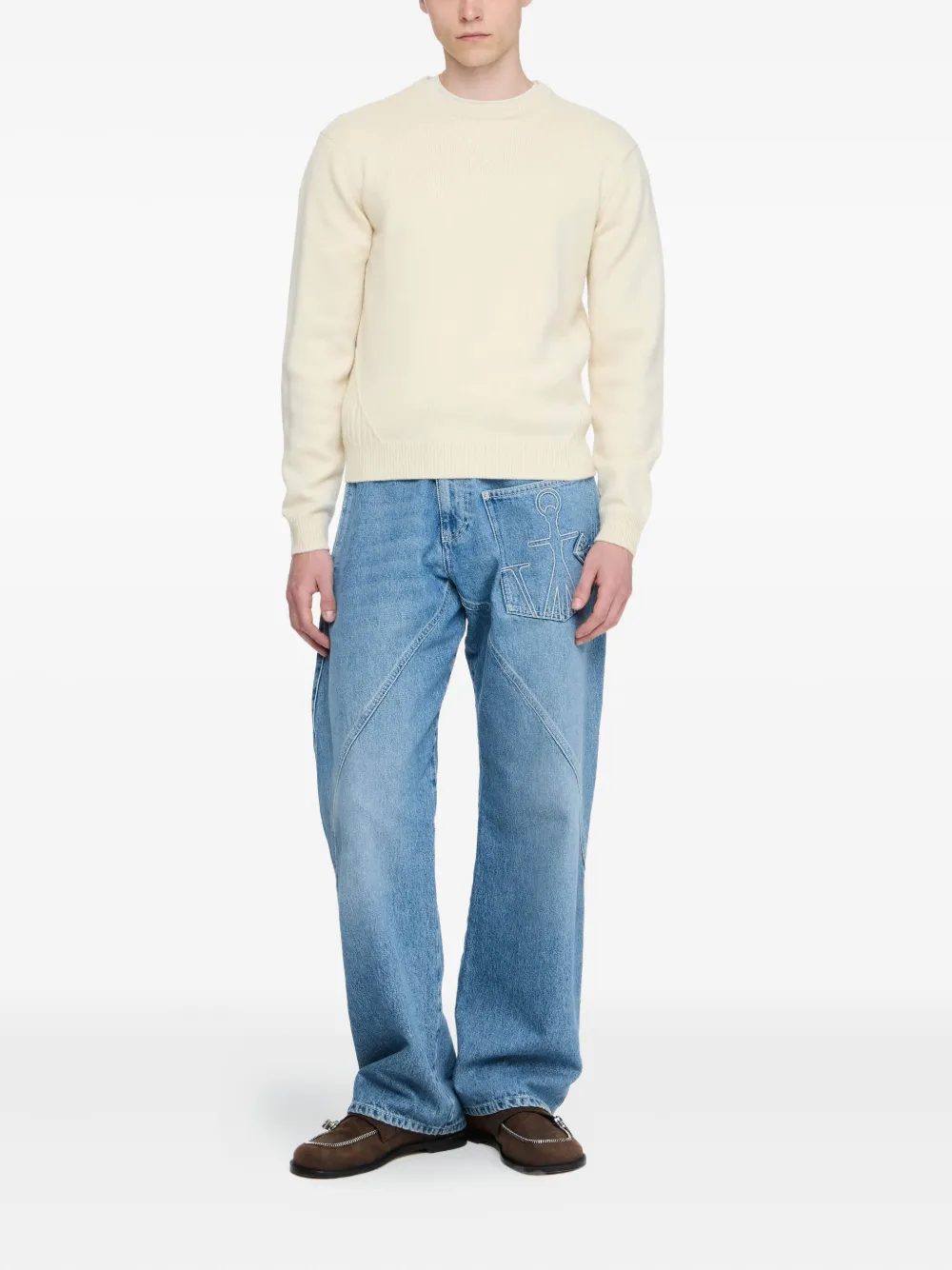 JW Anderson ribbed-trim crew-neck sweater Wit