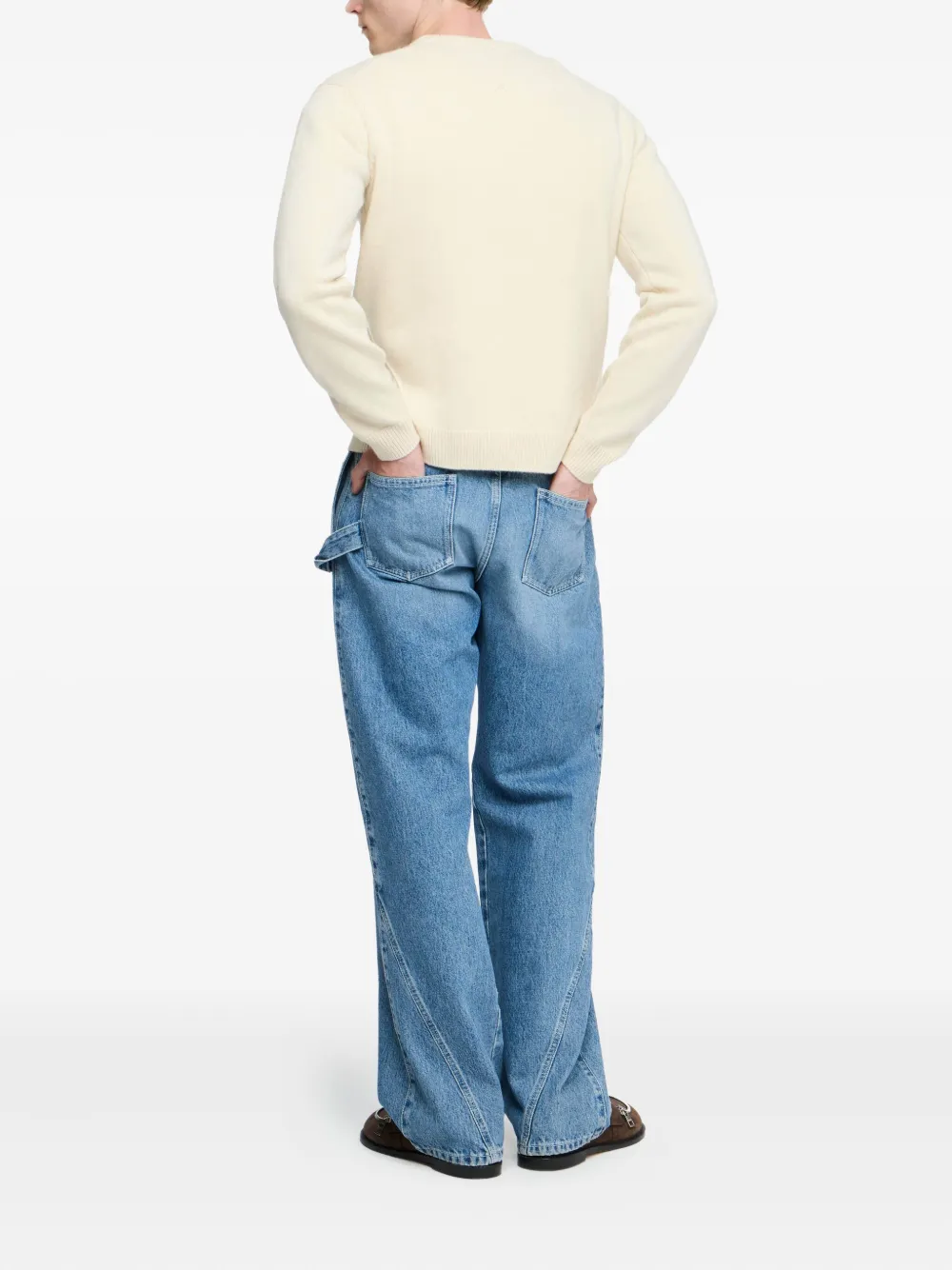 JW Anderson ribbed-trim crew-neck sweater Wit