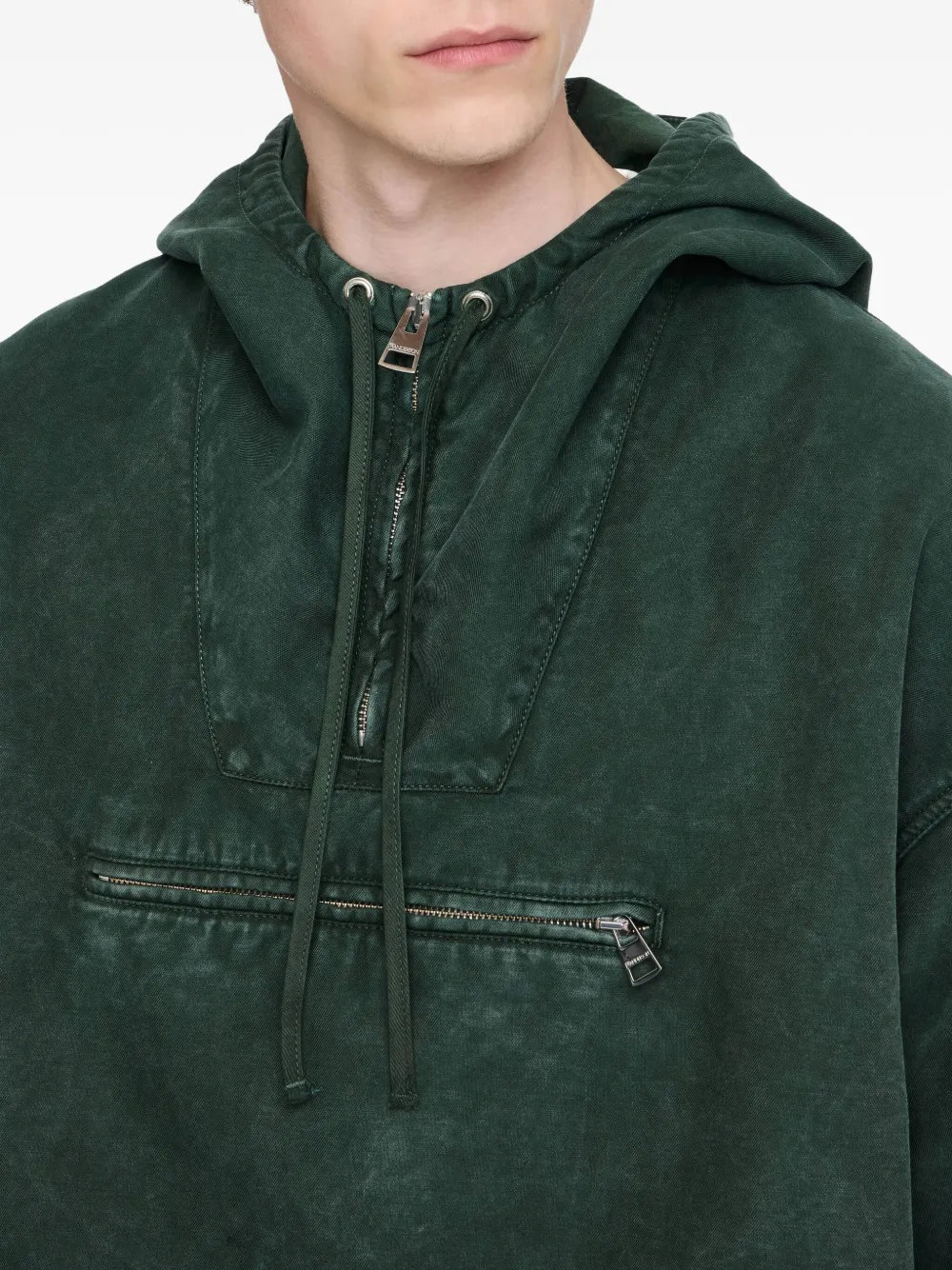 Jw Anderson Drawstring Hooded Jacket In Green