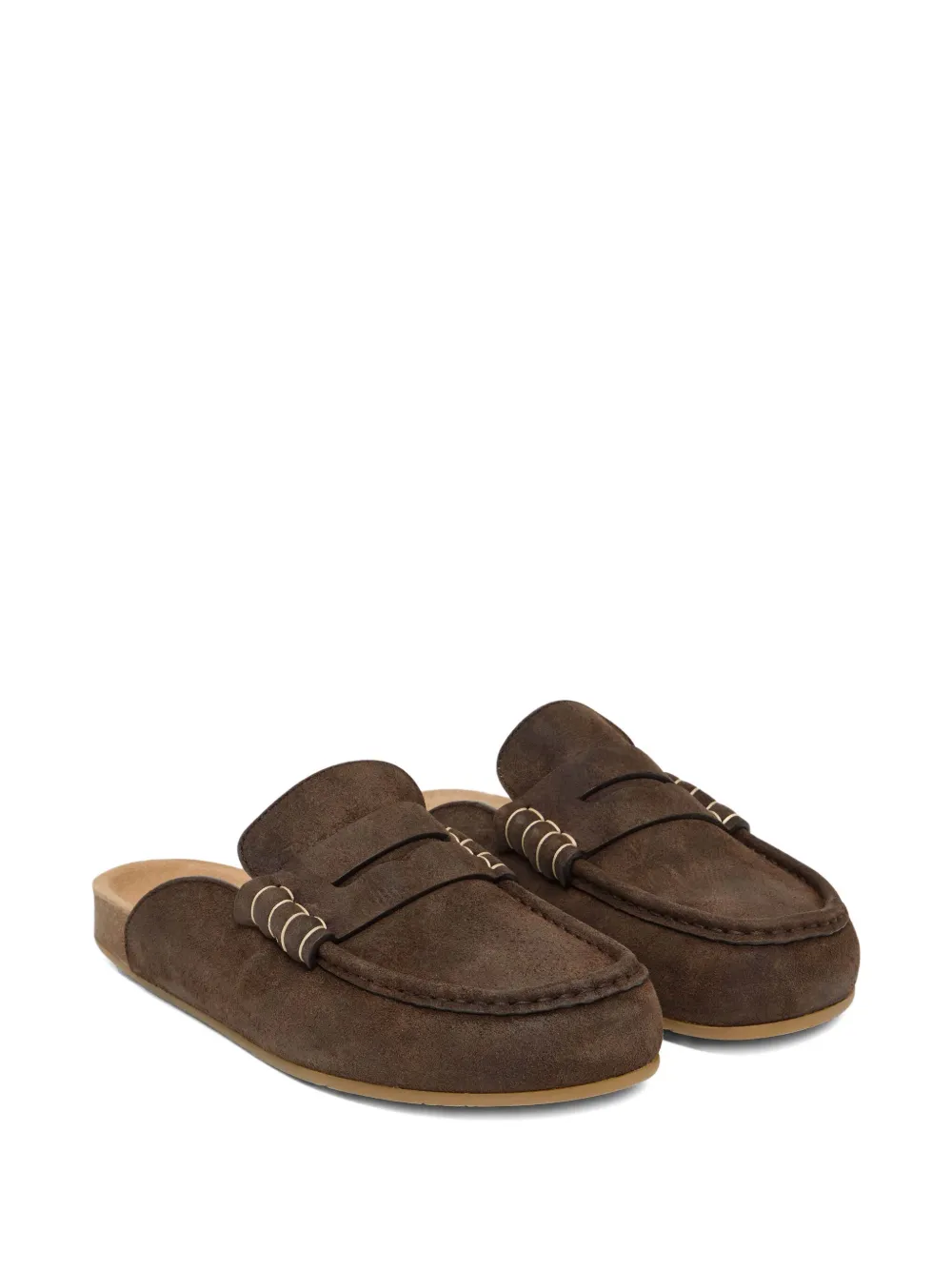 JW Anderson Suède muiltjes 631 DEEP WALNUT