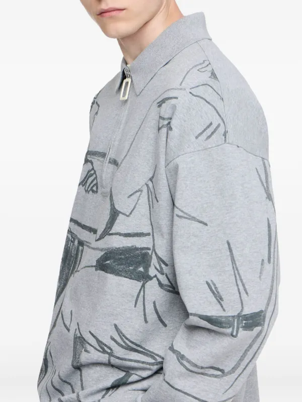 JW Anderson half-zip Illustration Sweatshirt | Grey | FARFETCH