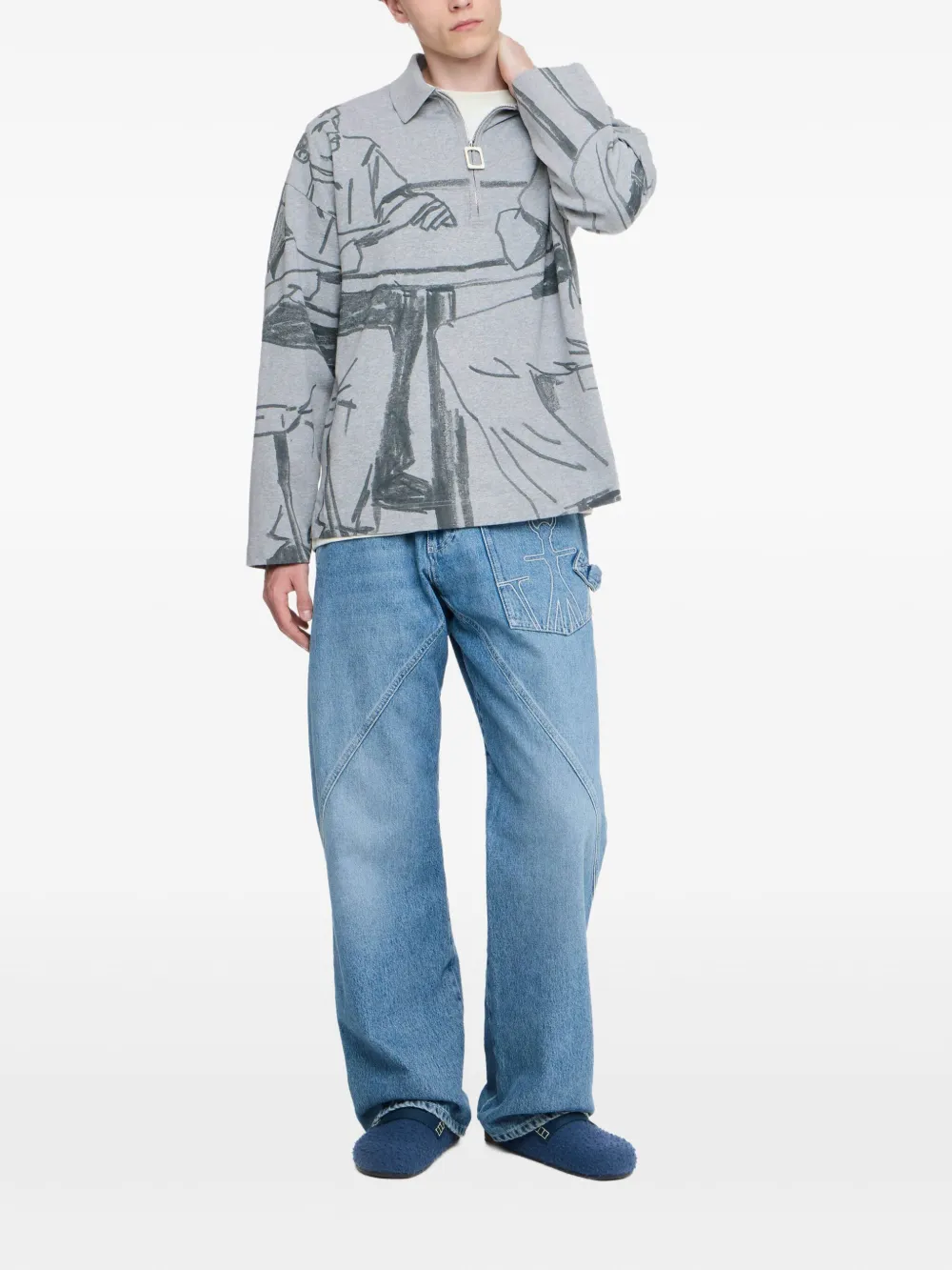 JW Anderson Sweater met halve rits - Grijs