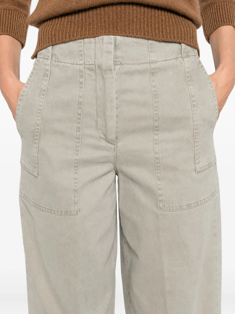 Peserico patch-pockets cropped trousers Grijs