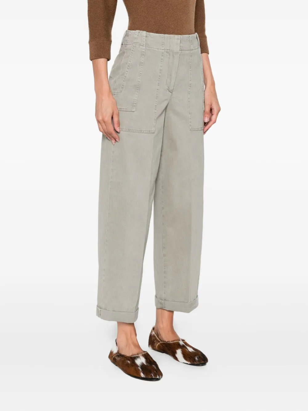 Peserico patch-pockets cropped trousers Grijs