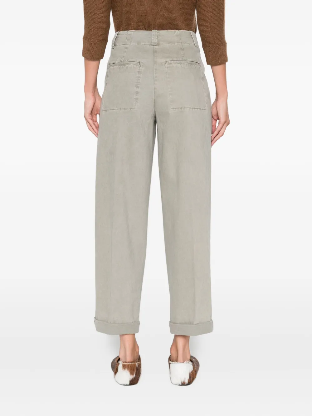 Peserico patch-pockets cropped trousers Grijs