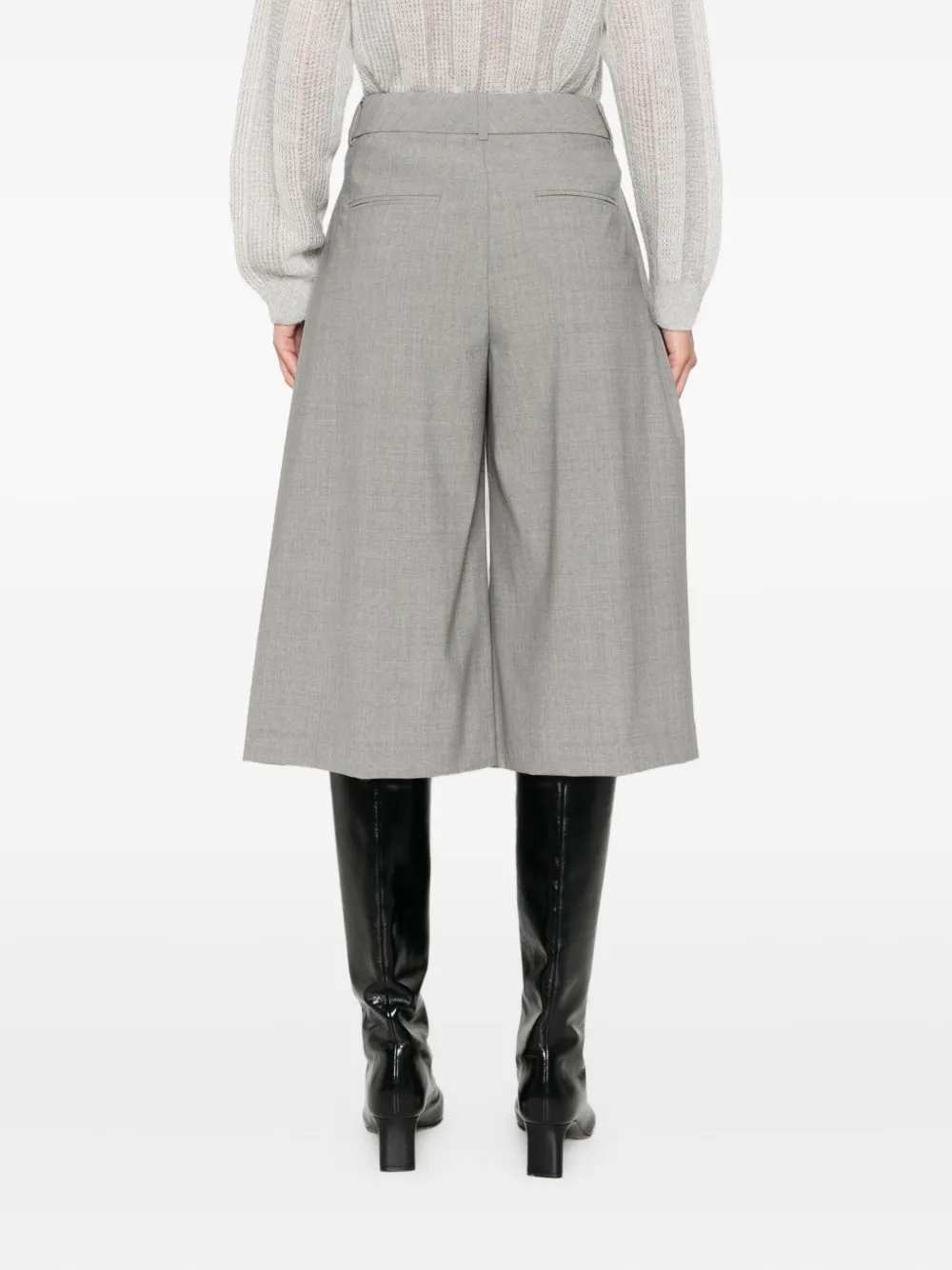 Peserico pleated wool-blend knee-length shorts Grijs