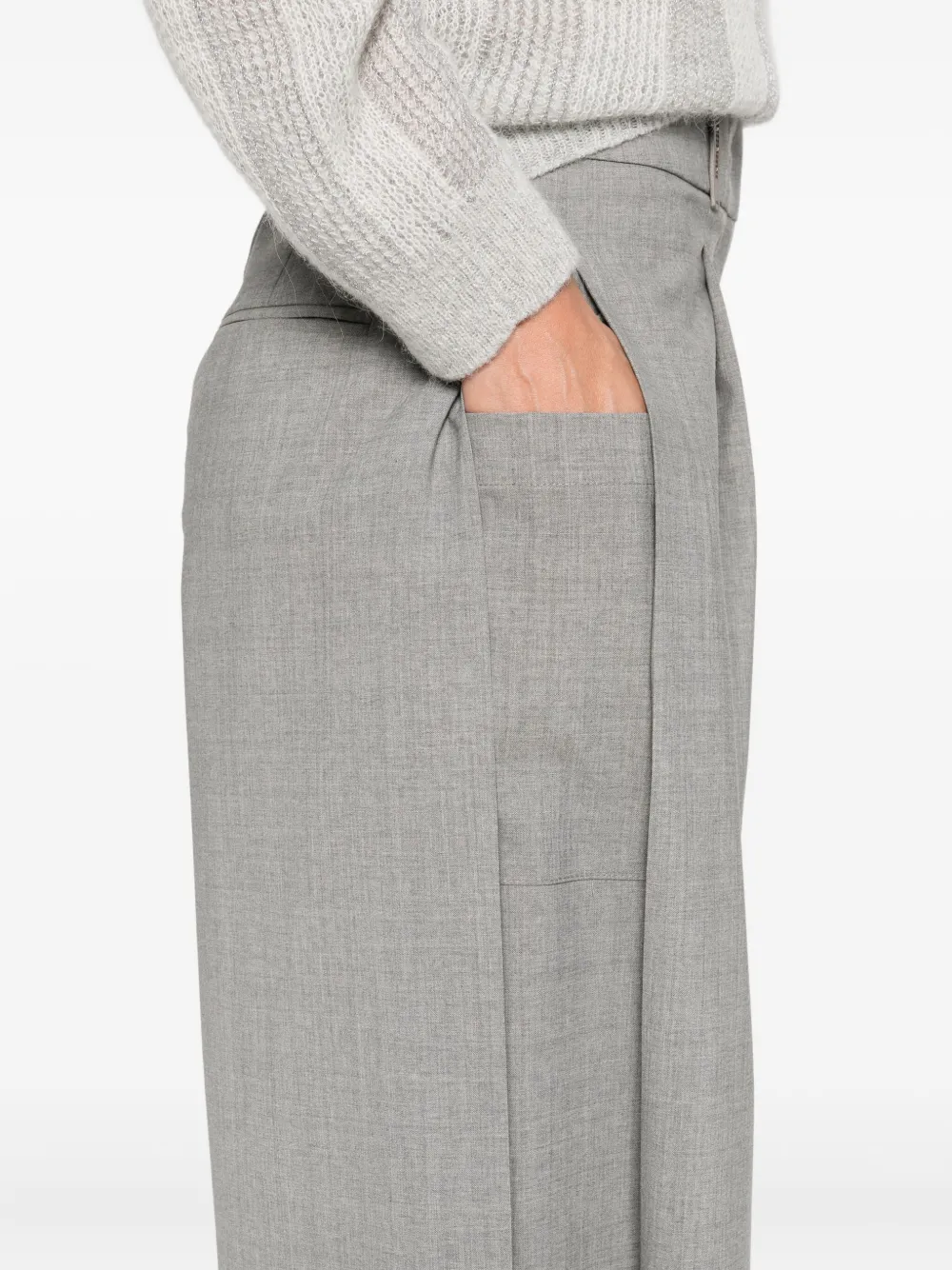 Peserico pleated wool-blend knee-length shorts Grijs