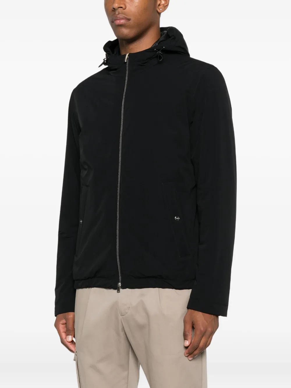 Herno hooded zip-fastening jacket Zwart