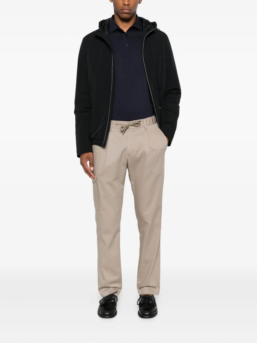 Herno hooded zip-fastening jacket Zwart