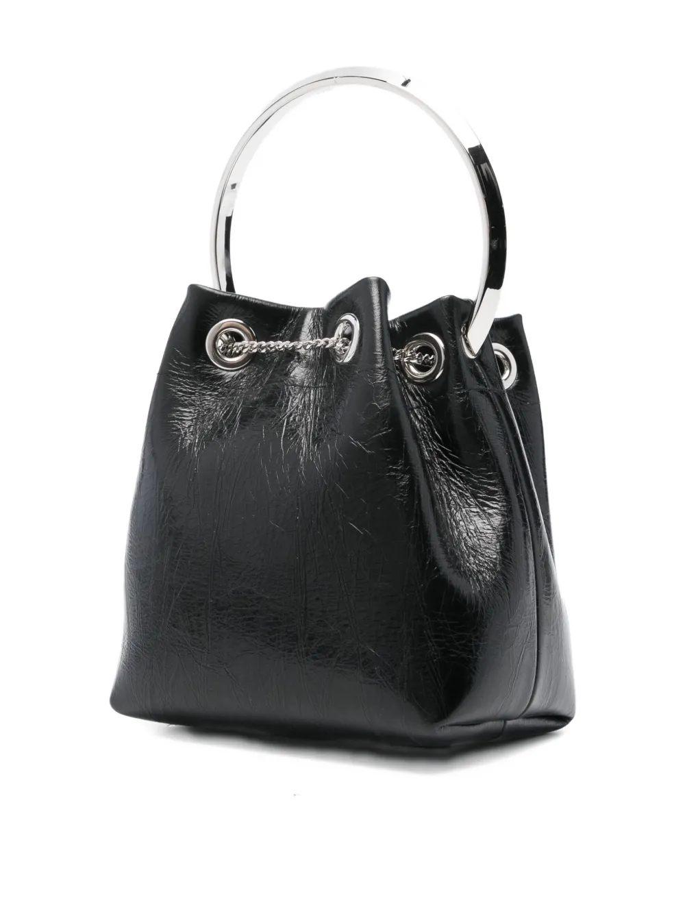 Jimmy Choo Bon circular-handle tassel bucket bag Zwart