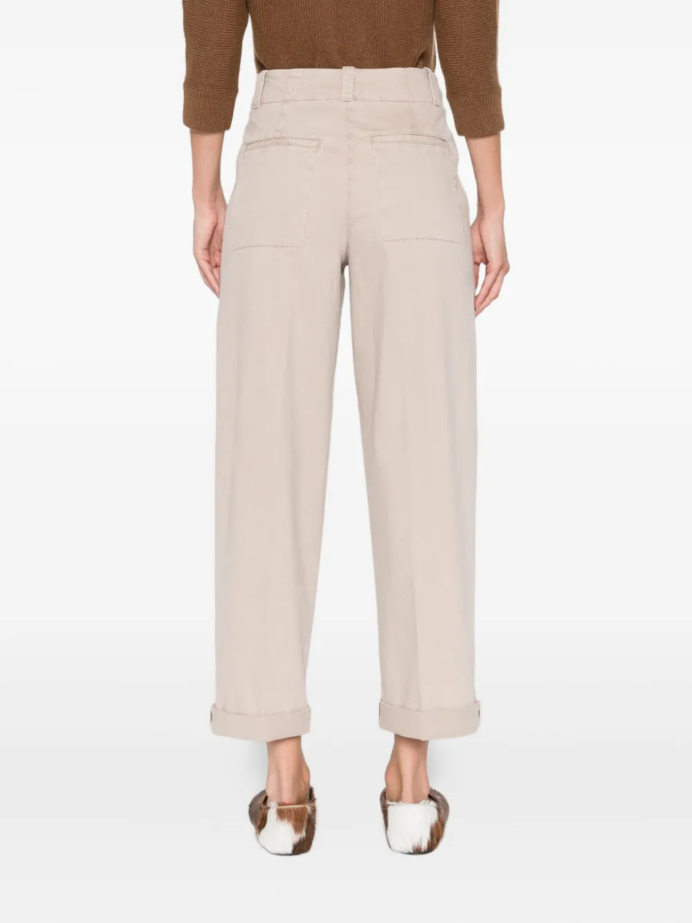 Peserico pocket-cuffed cropped trousers Beige