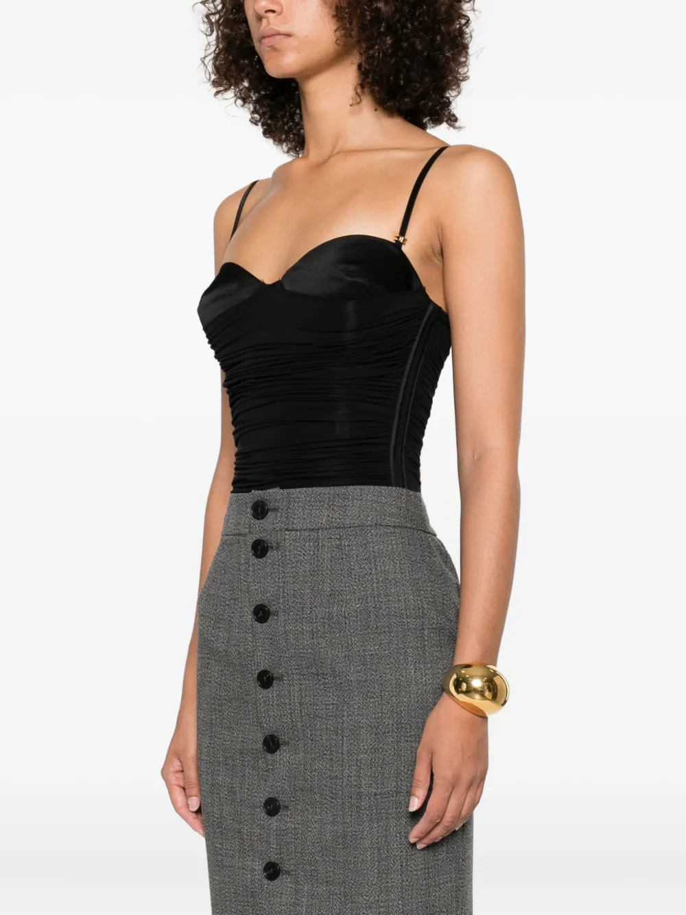 Elisabetta Franchi ruched-panel bodysuit Zwart