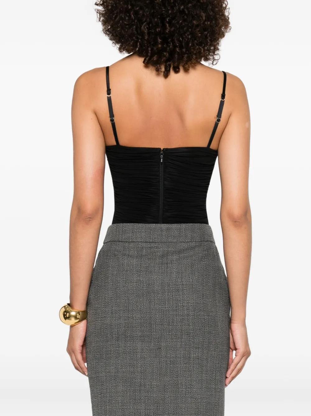 Elisabetta Franchi ruched-panel bodysuit Zwart
