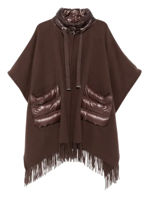Herno quilted-pocket fringe poncho
