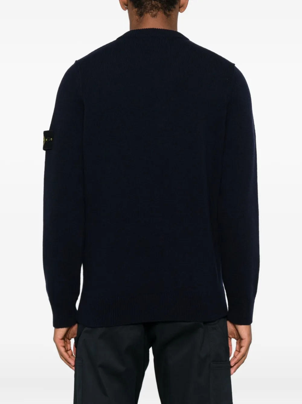 Stone Island v-neck logo-patch sweater Blauw