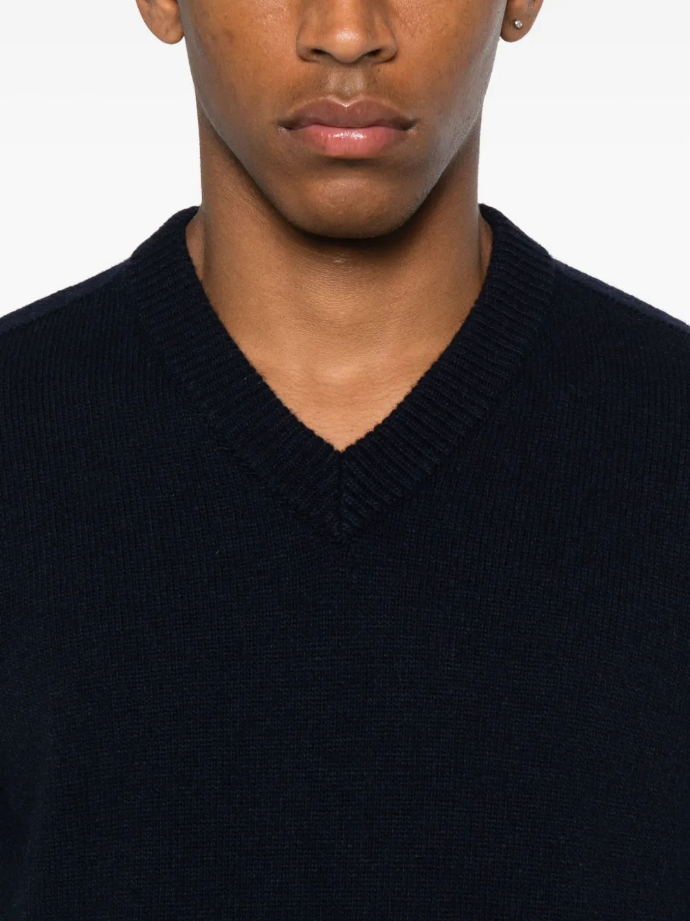 Stone Island v-neck logo-patch sweater Blauw