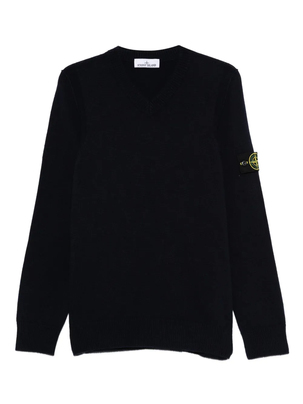 Stone Island v-neck logo-patch sweater Blauw