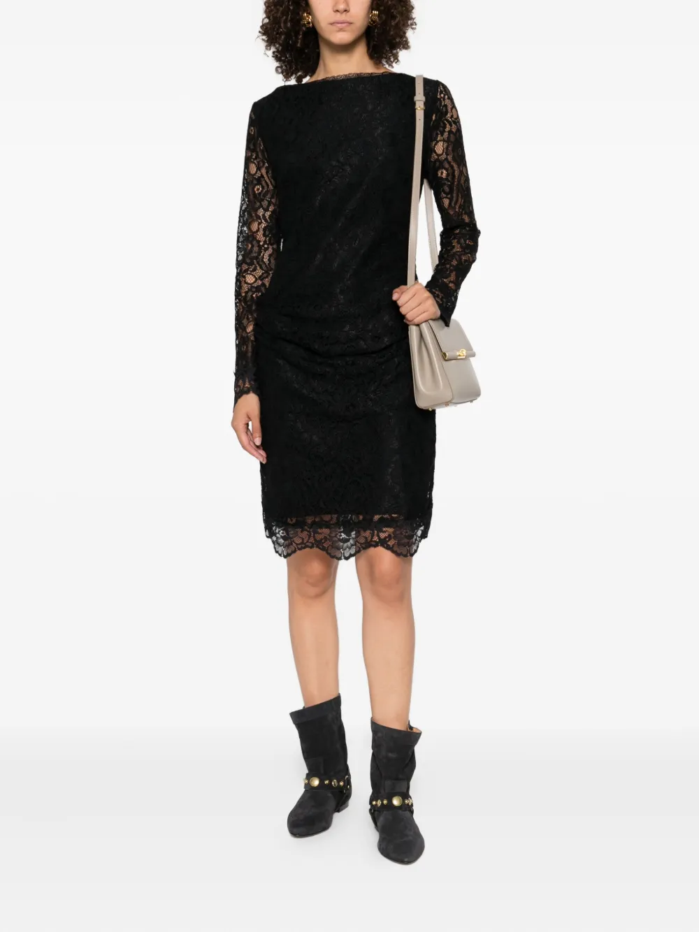 CHIARA BONI La Petite Robe Midi-jurk met lange mouwen Zwart