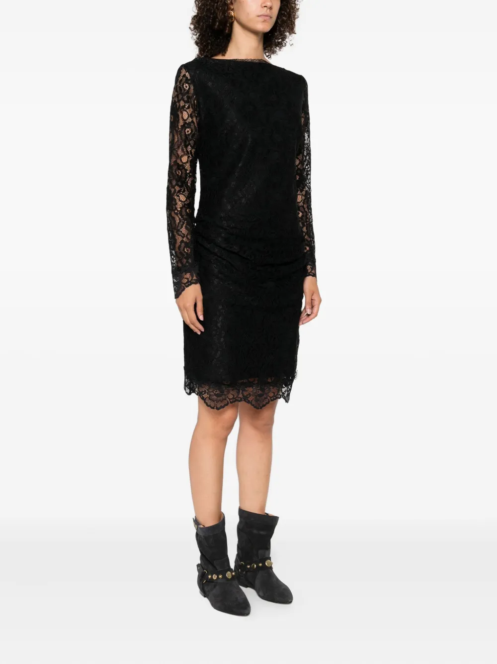 CHIARA BONI La Petite Robe Midi-jurk met lange mouwen Zwart