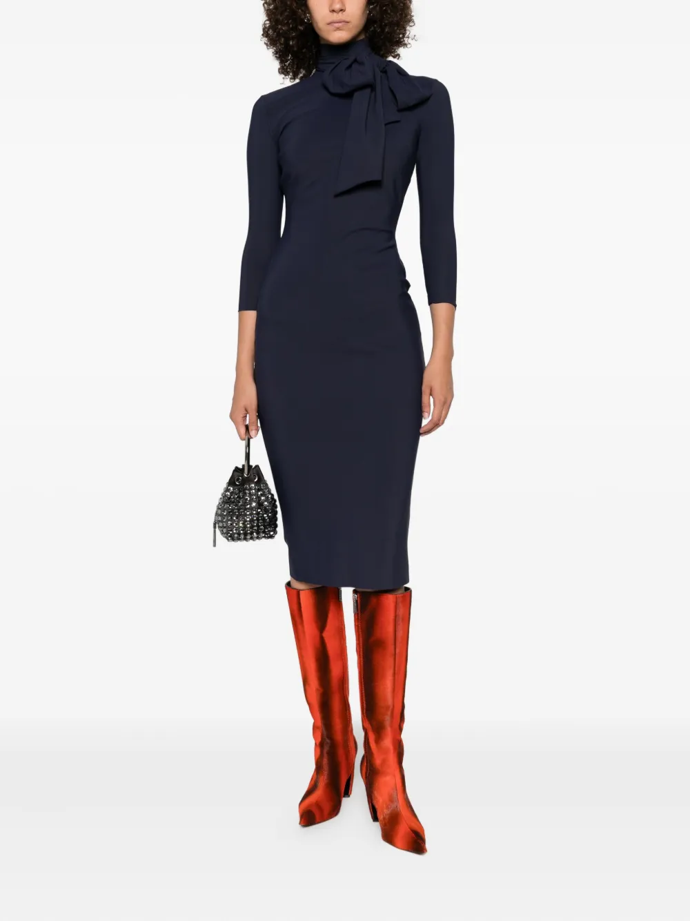 CHIARA BONI La Petite Robe Jurk met gestrikte hals Blauw