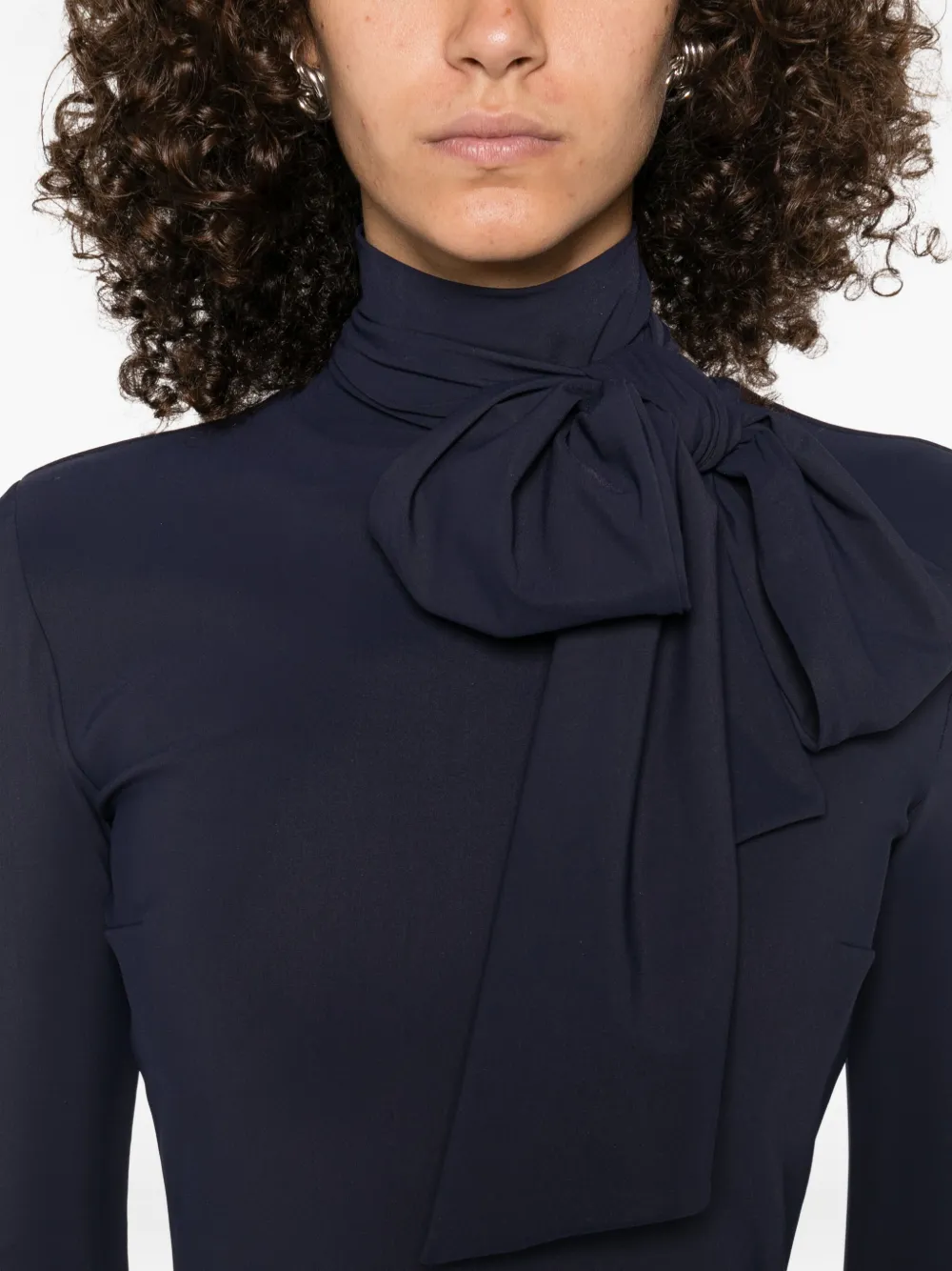 CHIARA BONI La Petite Robe Jurk met gestrikte hals Blauw