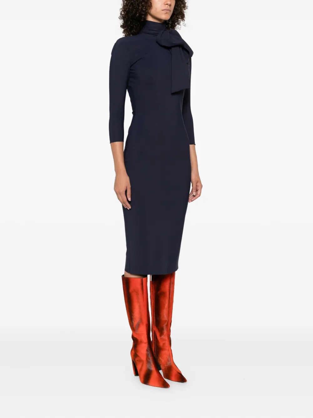 CHIARA BONI La Petite Robe Jurk met gestrikte hals Blauw