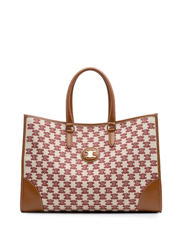 Celine Pre-Owned 2020 Triomphe Embroidered Canvas Horizontal Cabas Tote Bag  Brown FARFETCH IN