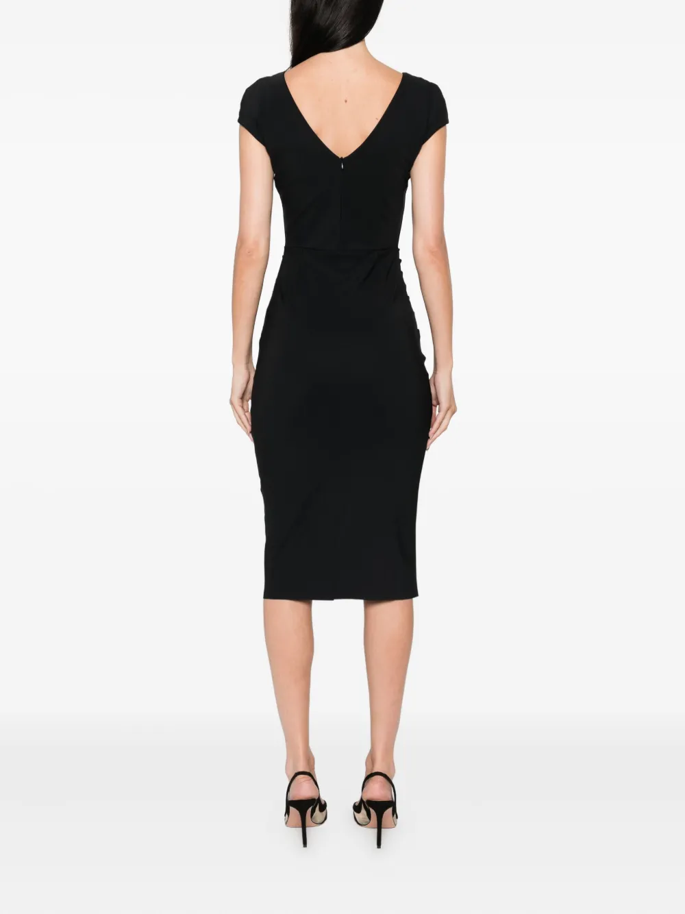 CHIARA BONI La Petite Robe Verfraaide midi-jurk met overslag Zwart