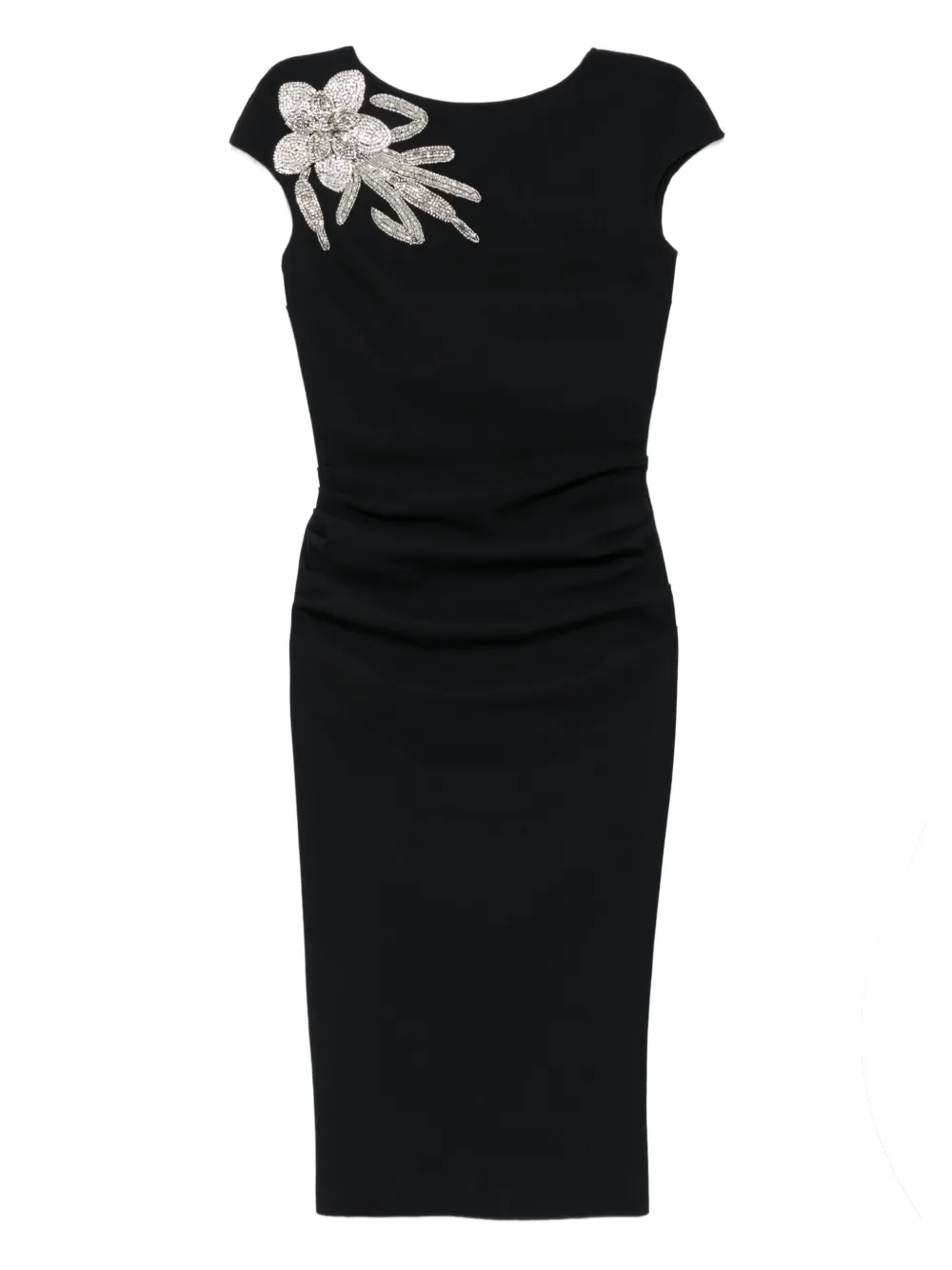 CHIARA BONI La Petite Robe Verfraaide midi-jurk met overslag Zwart