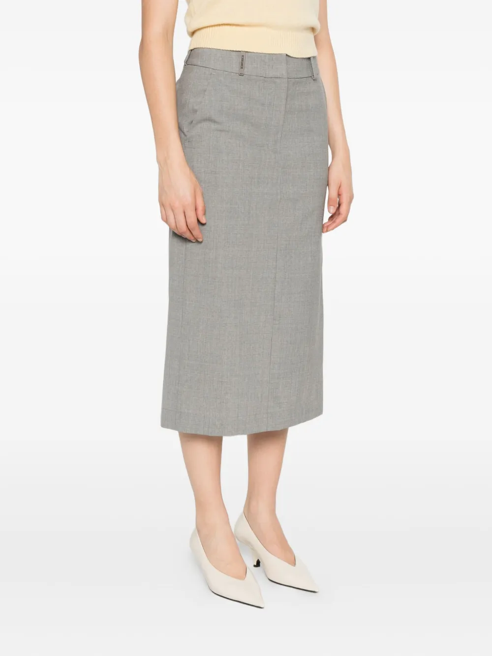 Peserico welt-pockets midi straight skirt Grijs